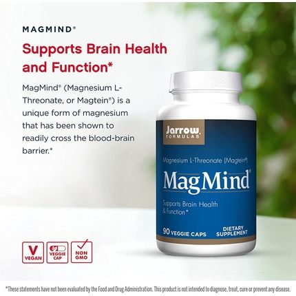 Jarrow Formulas Magmind Magnesium-L-Threonate 90 Capsules - Gluten Free - Image 3
