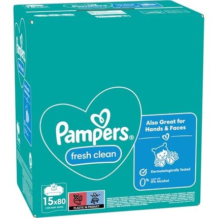 Pampers Fresh Clean Wet Wipes 15 Packs Of 80 Wipes