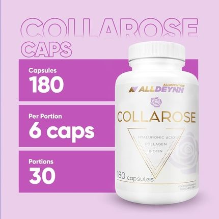 Alldeynn Collarose Collagen Capsules With Hyaluronic Acid, Biotin And Vitamin C Anti Aging Skin Treatment Hair Supplements For Women 180 Capsules - Image 3