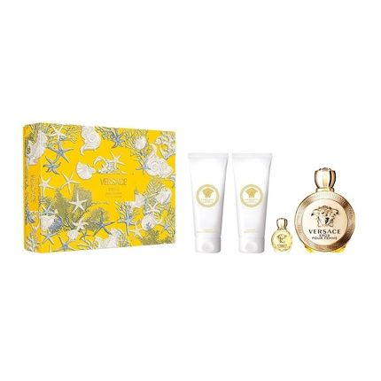 Versace Eros Pour Femme Gift Set Includes Edp Spray 100Ml Shower Gel 100Ml Body Lotion 100Ml And Miniature Edp 5Ml
