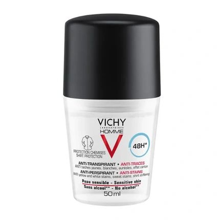 Vichy Homme Deodorant Antiperspirant Antistains Sensitive Skin 50Ml