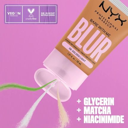 Nyx Professional Makeup Bare With Me Blur Skin Tint Foundation With Matcha, Glycerin & Niacinamide - Golden Light