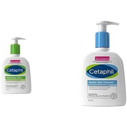 Cetaphil Dry/Sensitive Skincare Routine Bundle With Moisturising Body Lotion And Cleanser - Non-Comedogenic