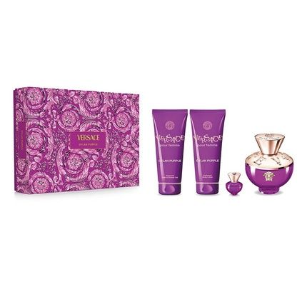 Versace Dylan Purple Pour Femme Gift Set - Eau De Parfum Spray 100Ml, Body Lotion 100Ml, Shower Gel 100Ml, Eau De Parfum 5Ml