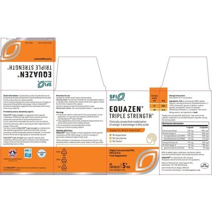 Equazen Triple Strength Omega 3 & 6 Supplement For Brain Function 60 Capsules