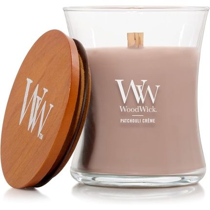 Woodwick Scented Candle With Crackling Wick Patchouli Creme Medium Hourglass