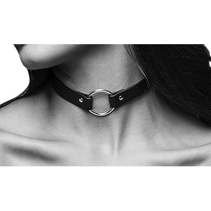 Bijoux Indiscrets Maze - Narrow Choker With Ring Black Made Of Vegan Leather - Image 3