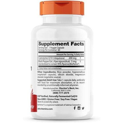 Doctor'S Best Coq10 With Bioperine Coenzyme 200Mg 60 Capsules