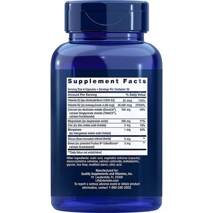 Life Extension Bone Restore Elite With Super Potent K2 Clinically Studied Vitamin K2 & Calcium Promotes Healthy Bone Mineral Density 120 Capsules