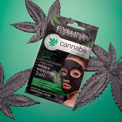 Eveline Cosmetics Cannabis Skin Care Face Mask Carbon 3-In-1 7Ml