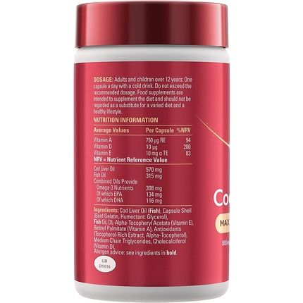 Seven Seas Cod Liver Oil Tablets Maximum Strength With Vitamin D Epa And Dha 60 Capsules