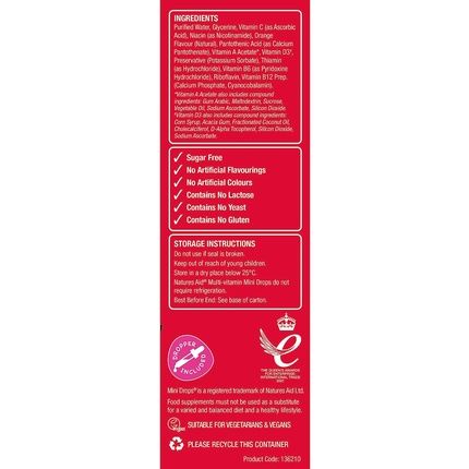Natures Aid Mini Drops Multi-Vitamin For Infants And Children Sugar Free 50Ml