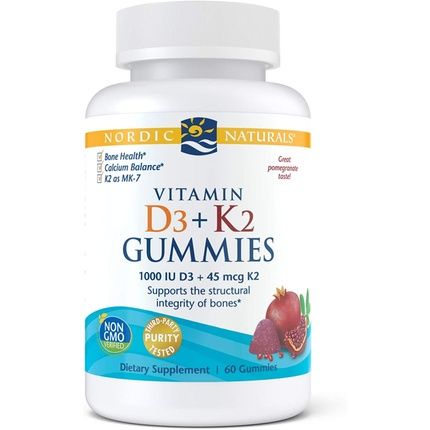 Nordic Naturals Vitamin D3 And K2 Gummies Pomegranate 60 Capsules