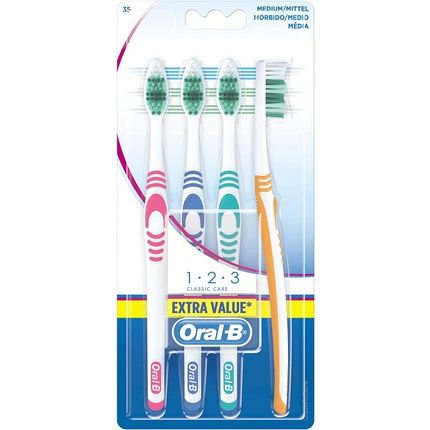 Oral-B Shiny Clean Medium Toothbrush 4-Pack