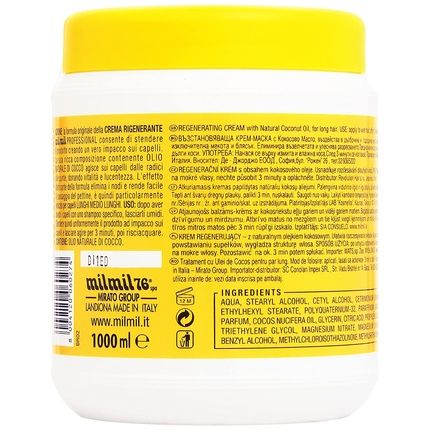 Milmil Coconut Oil Hair Mask Crema Rigenerante Cocco 1000Ml - Image 3