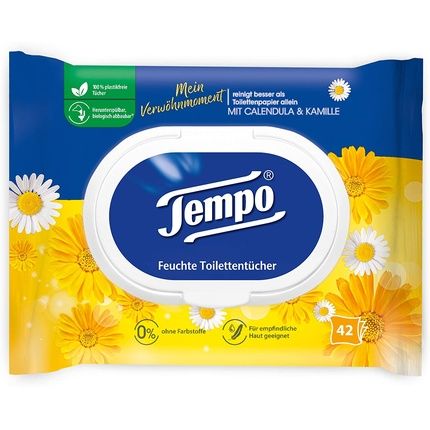 Tempo Moist Toilet Tissues Calendula & Chamomile 42 Sheets - Pack Of 16