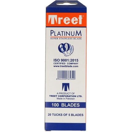 Treet Platinum Super Stainless Blades 100 Pieces - Pack Of 20X5