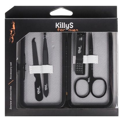 Killys For Men Accessory Set - Nail Scissors, Nail Clippers, Nail File, Tweezers