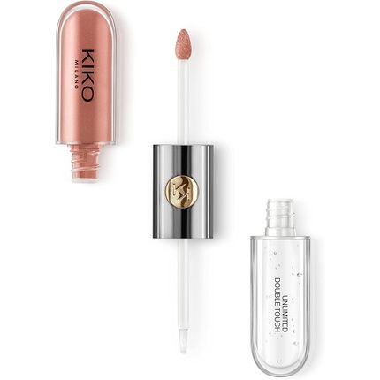 Kiko Milano Unlimited Double Touch 129 Liquid Lipstick Bright Finish Two-Step Application Lasts Up To 12 Hours No-Transfer Base Colour 129 Burnt Tangerine