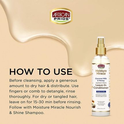 African Pride Moisture Miracle Coconut Milk & Honey Leave-In Conditioner 8 Oz