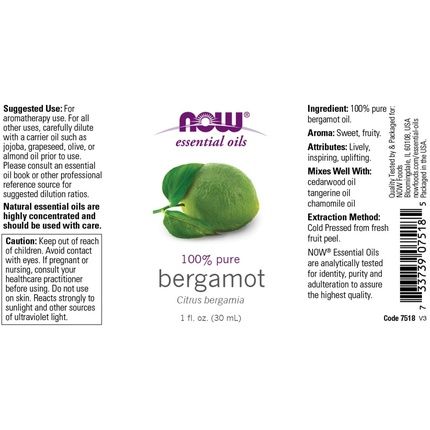 Now Foods Bergamot Oil 1Oz