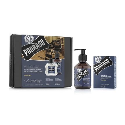 Proraso Beard Care Duo Kit For New Or Short Beards Azur Lime With Beard Balm And Beard Wash