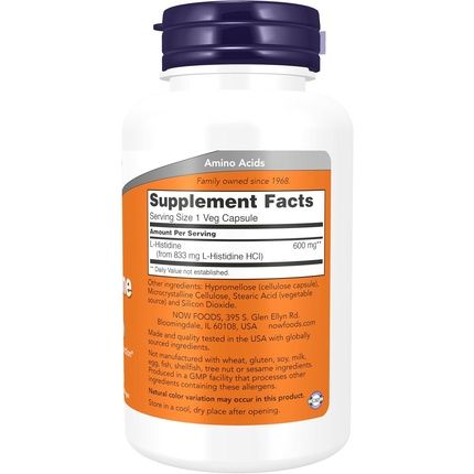Now Supplements L-Histidine 600Mg Essential Amino Acid