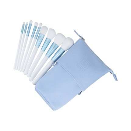 Ilu Basic Set 9 Makeup Brushes With Bag Blue