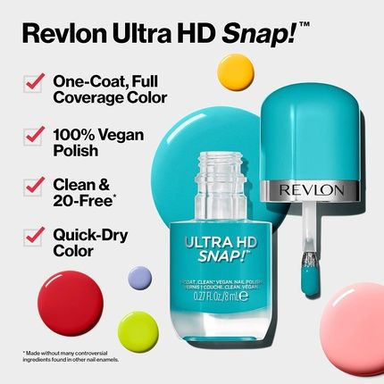 Revlon Ultra Hd Snap Nail Polish Long Lasting Vegan Formula Quick Drying One-Coat Full Coverage Colour 8Ml Cherry On Top - Image 3