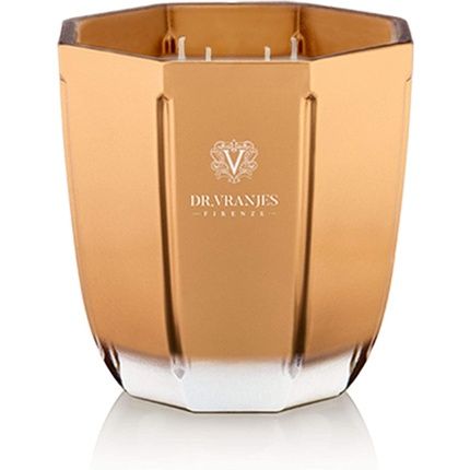 Dr Vranjes Decorative Scented Candle Oro Oud Nobile 500G 18Oz Refined Colored Glass Vessel Handmade Octagonal Form Color Gold Made In Italy