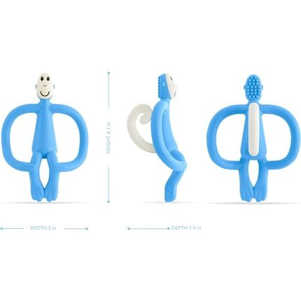 Matchstick Monkey Original Teether & Gel Applicator Silicone Bpa Free 3 Months+ 10.5Cm Light Blue Monkey