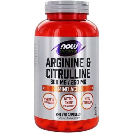 Now Foods Arginine & Citrulline 500/250Mg Vegetarian Capsules 240 Count