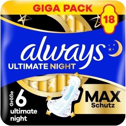 Always Ultimate Night Sanitary Pads Size 6 With Wings