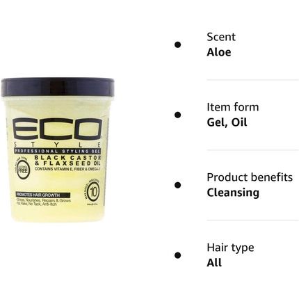 Eco Styler Black Castor And Flaxseed Oil Gel 32Oz - Image 3
