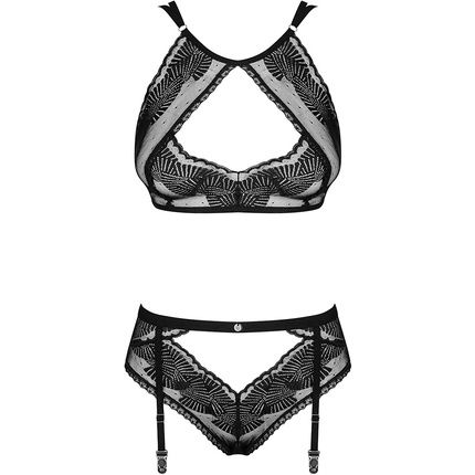 Obsessive Lingerie Set In Delicate Patterned Material Black L-Xl - Image 3