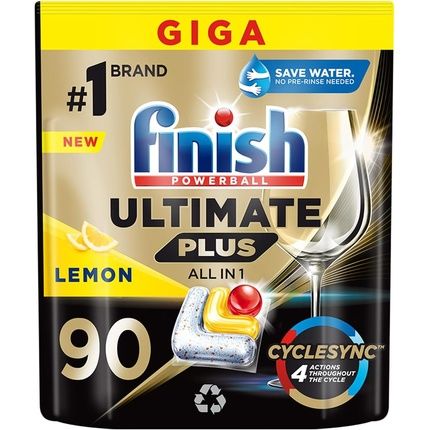 Finish Ultimate Plus Lemon Capsules For Dishwashers 90 Pieces