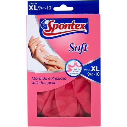 Spontex Soft Household Gloves Latex Natural X-Large Pink Xl