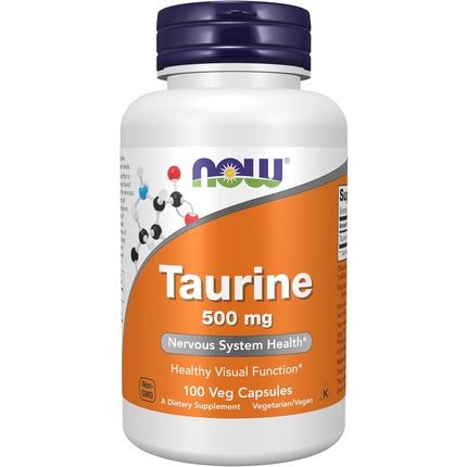 Now Supplements Taurine 500Mg Nervous System Health 100 Veg Capsules