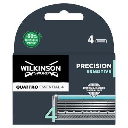 Wilkinson Sword Quattro Titanium Sensitive Replacement Blades For Razor - 4 Pieces