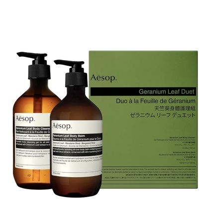 Aesop Geranium Leaf Duet Body Cleanser And Body Balm Aromatic Pairing For Cleansed And Supple Skin 169Oz 165Oz