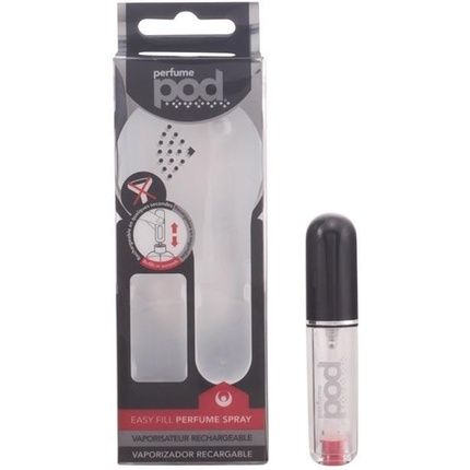 Perfume Pod Clear Refillable Perfume Atomizer With Spray And Genie-S Refill Black
