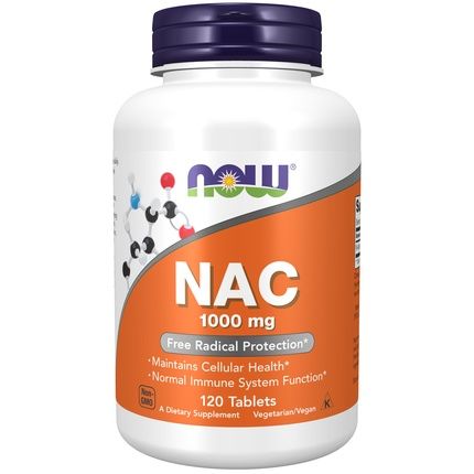Now Nac (N-Acetyl-Cysteine) 1000Mg Free Radical Protection 120 Tablets