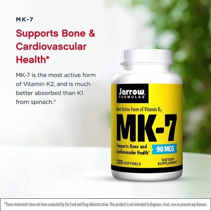 Jarrow Formulas Mk-7 90Mcg Superior Vitamin K Product For Building Strong Bones 120 Softgels - Image 3