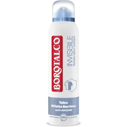 Borotalco Blue Invisible Spray Deodorant Formula Without Alcohol With Talc Barrier Effect 150Ml