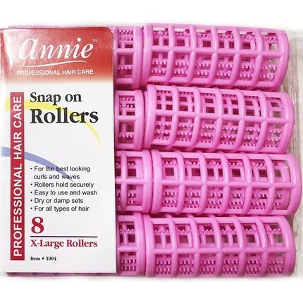 Annie Snap On Rollers #1004 Pink X-Large 1-1/8 Inch 8 Count