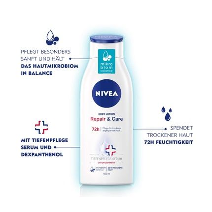 Nivea Repair & Care Body Lotion 400Ml For Very Dry Skin - Balances Skin Microbiome And Soothes Tension - Image 3