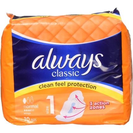 Always Classic Sanitary Towels Normal Wings 10 Count