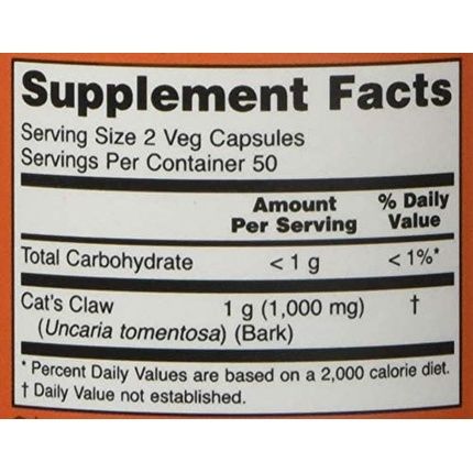 Now Foods, Cat'S Claw, 500 Mg, 100 Capsules