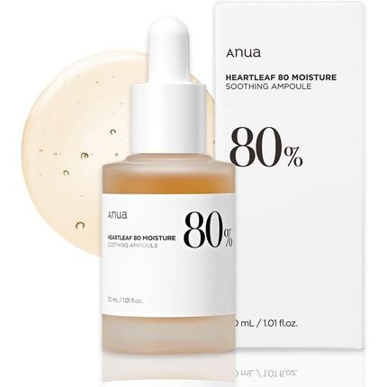 Anua Heartleaf 80% Soothing Ampoule 30Ml - Face Skin Calm Serum Hydrating Panthenol B5 Calming Treatment Essence For Combination, Sensitive, Normal Skin - Korean Skincare