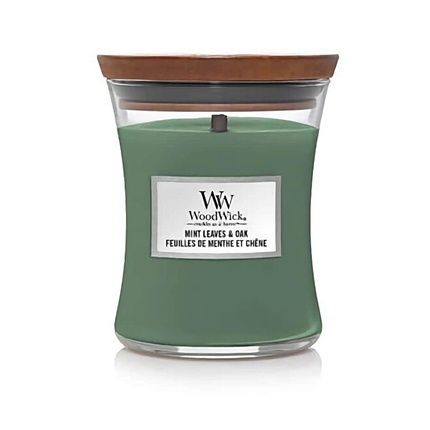 Woodwick Mint Leaves & Oak Scented Candle Medium 275 G